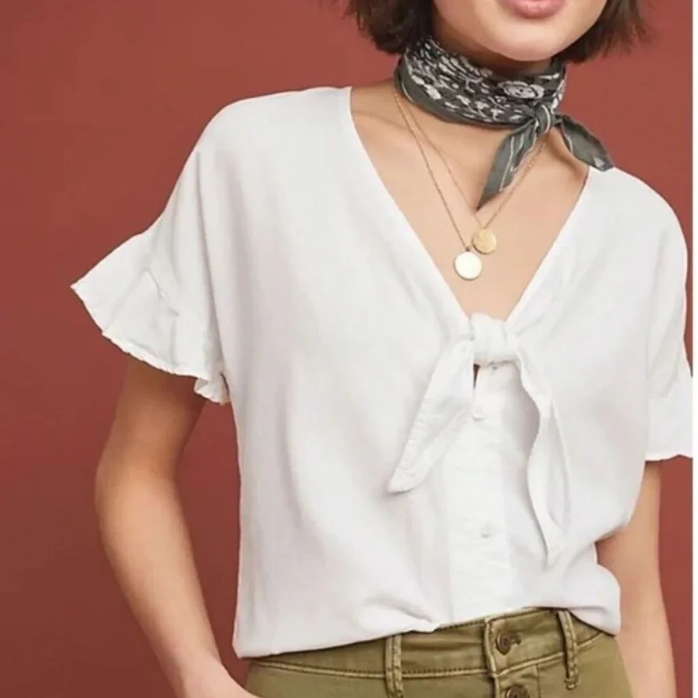 Cloth and Stone White Button Top XS - Picture 1 of 6